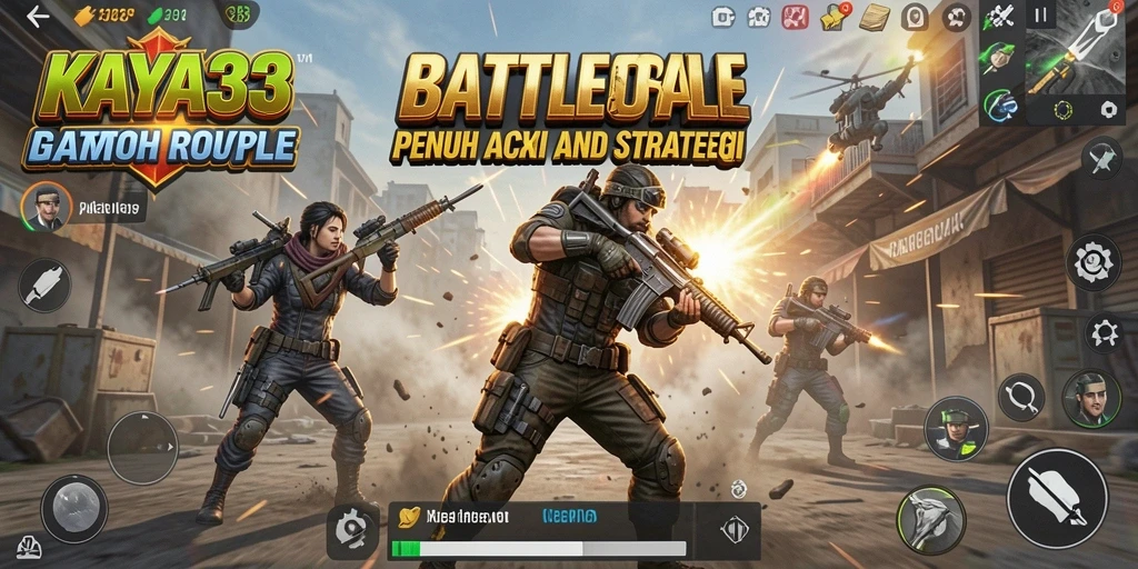 Gameplay mendebarkan KAYA33 dalam pertempuran Battle Royale.