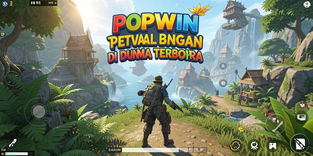 Screenshot gameplay POPWIN yang menampilkan eksplorasi dunia terbuka.