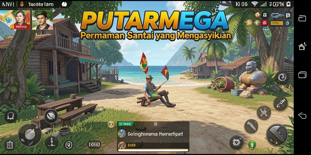 Tampilan gameplay PUTARMEGA yang penuh warna dan menyenangkan.