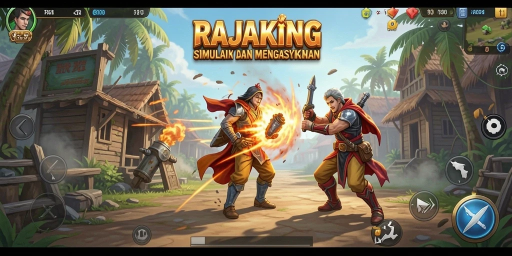 Penampilan gameplay RAJAKING yang mengasyikkan dalam simulasi kerajaan.