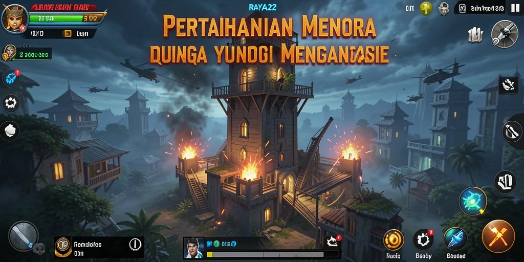 Tampilan gameplay RAYA22 yang penuh aksi Tower Defense.